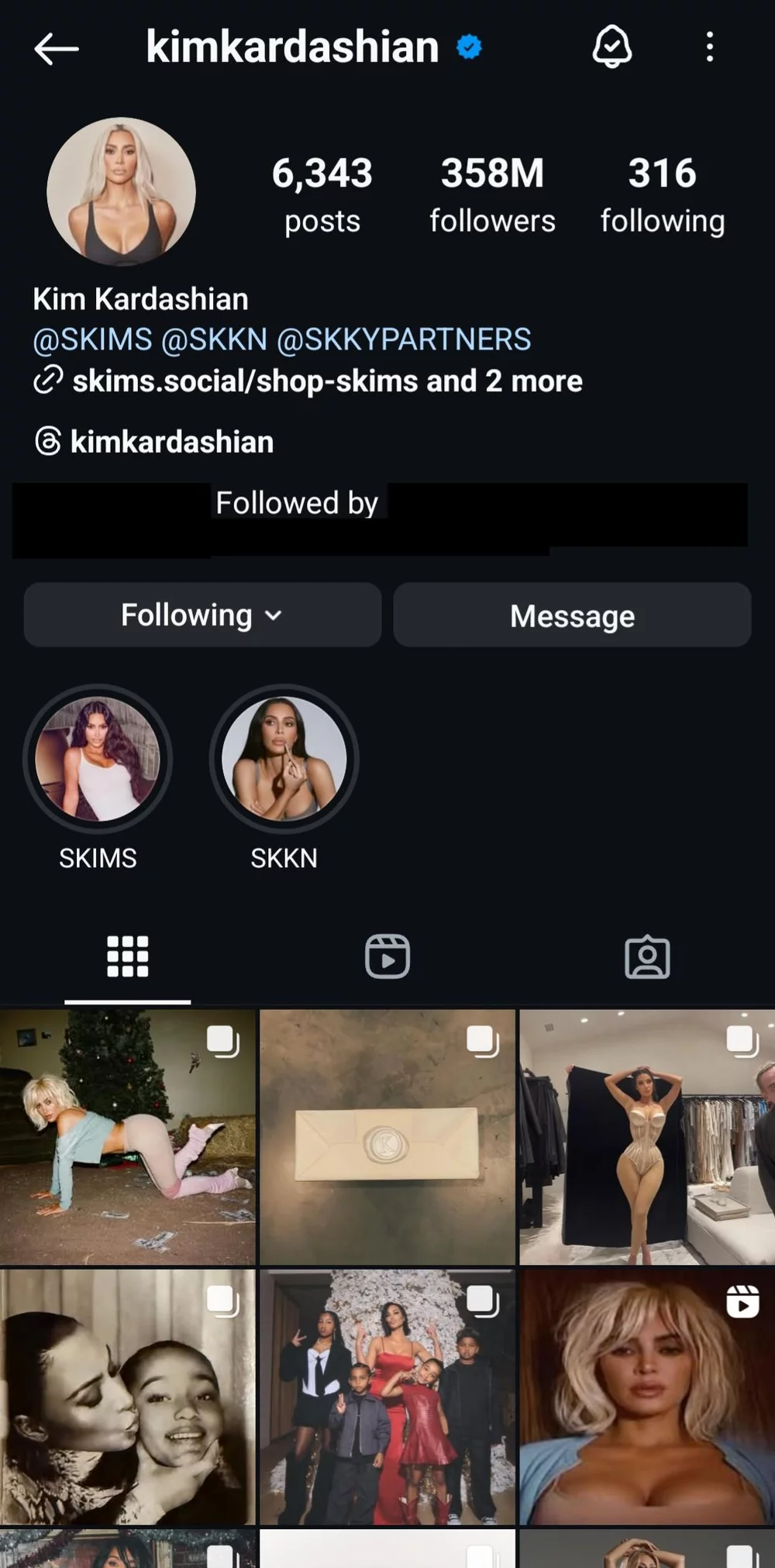 Kim Kardashian's Instagram Profile 