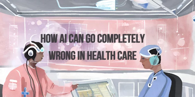 An AI generated image of two people sitting in a hospital 