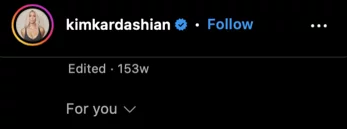 Kim Kardashian's Instagram post's "edited" indication 