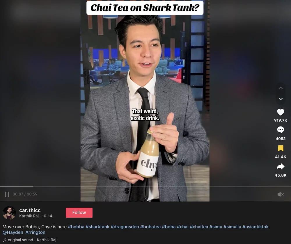 Figure 4 - Screenshot of Karthik Raj Chye video on TikTok