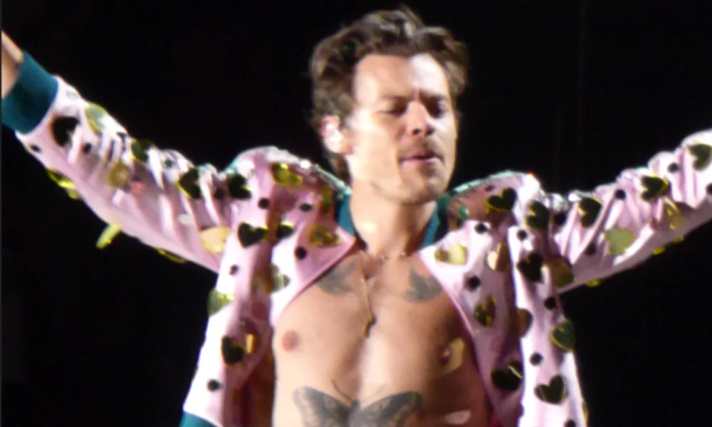 A photo of Harry Styles during Love on Tour in Amsterdam (Van Der Zanden, 2023).