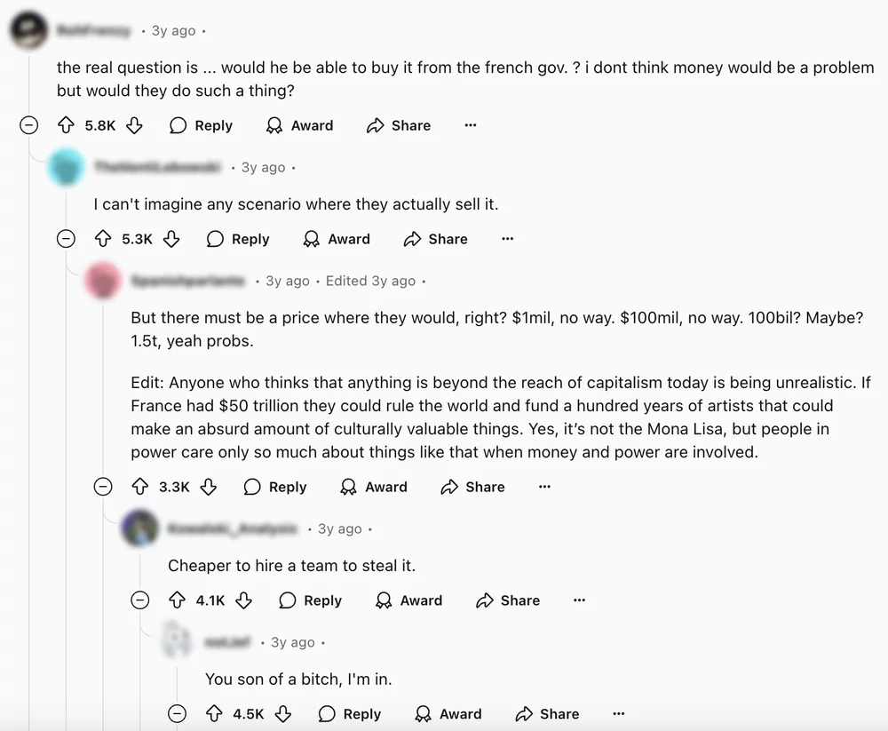 A screenshot of the most upvoted Reddit discussion about the petition