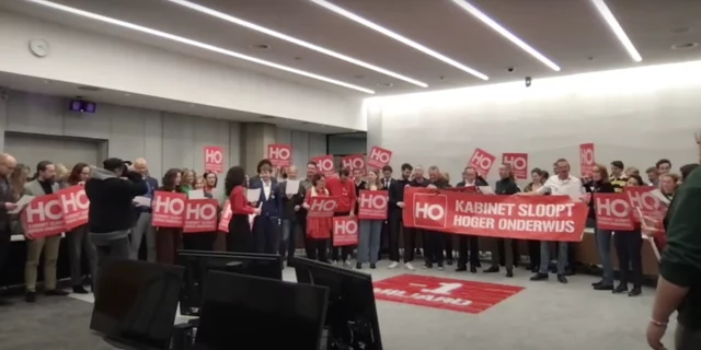 A screenshot from the live stream of the alternative protest against the higher education budget cuts